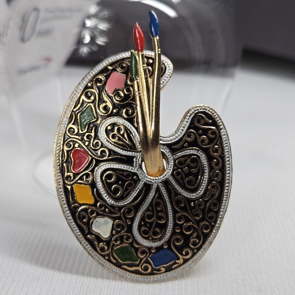Spain Damascene 2-Tone Metallic Colorful Damascene Artists Painting Brooch - Picture 15 of 17